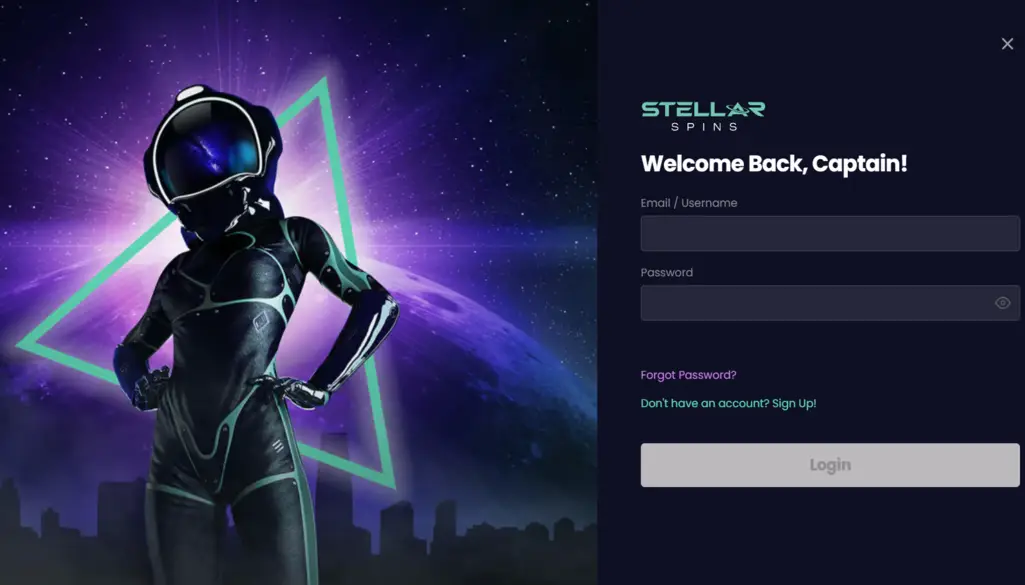 Stellar Spins Casino lobby — game selection view